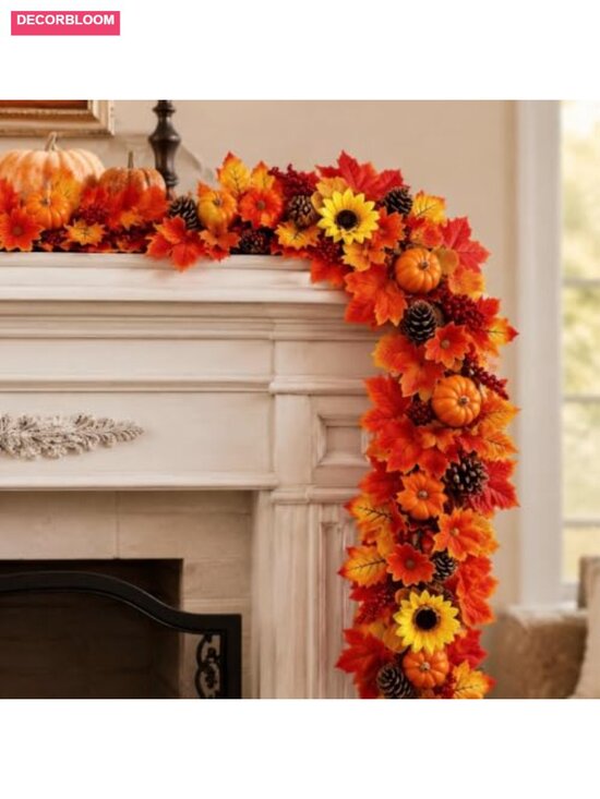 Other - 2 Pack 6ft Fall Garlands Maple Pumpkin Berry Pinecone Sunflower PE Decor